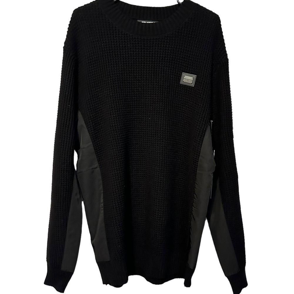 Karl Lagerfeld Paris Waffle Knit Utility Sweater Streetwear Minimalist XL NWT